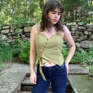UO Green Wrap Crop Top
